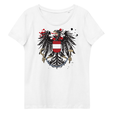 Österreichischer Adler in Ketten / Enganliegendes Öko-Shirt für Damen