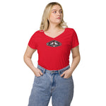 Lederhosn für Damen / Eng anliegendes T-Shirt mit V-Ausschnitt