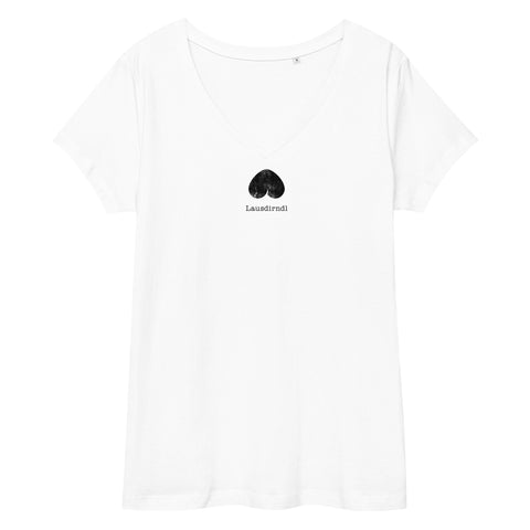 Verkehrtes Herz - Eng anliegendes Damen-T-Shirt mit V-Ausschnitt