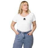 Verkehrtes Herz - Eng anliegendes Damen-T-Shirt mit V-Ausschnitt