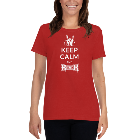 Keep calm and Rock / Kurzärmeliges T-Shirt für Damen